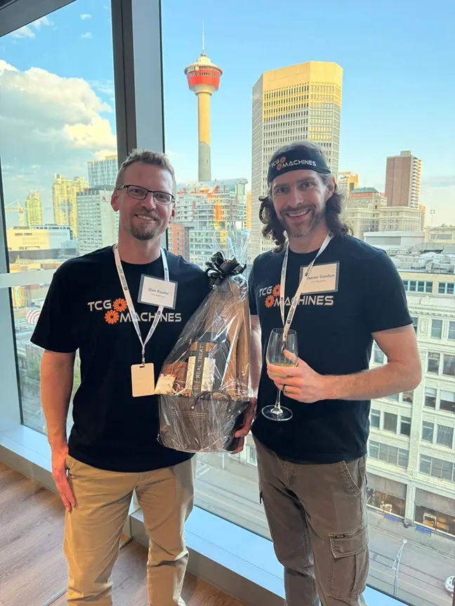 Dan and Graeme pose after their pitch competition victory
