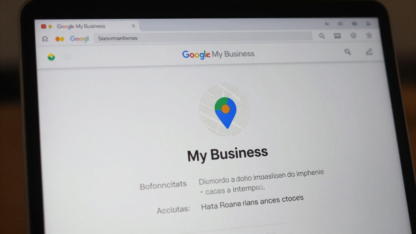 Google My Business profile on a laptop screen.