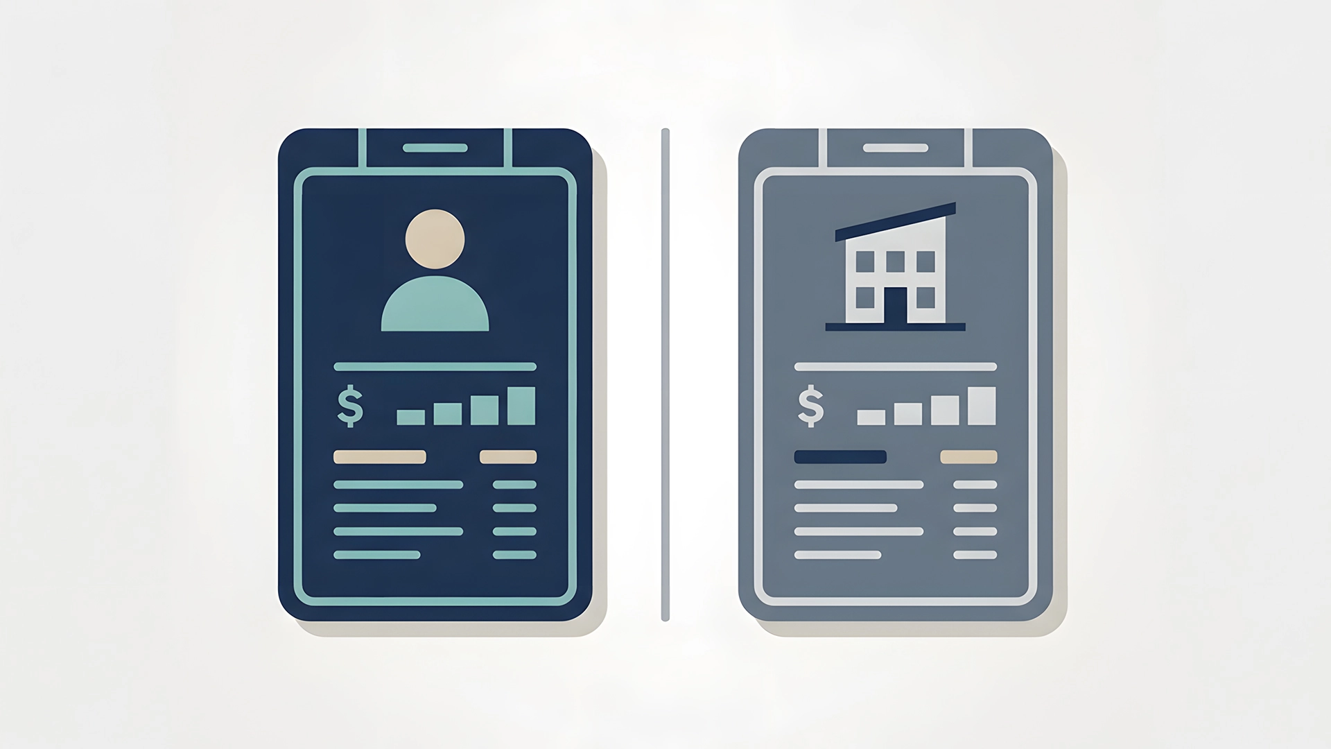 Two separate bank accounts illustrating trust accounting for law firms