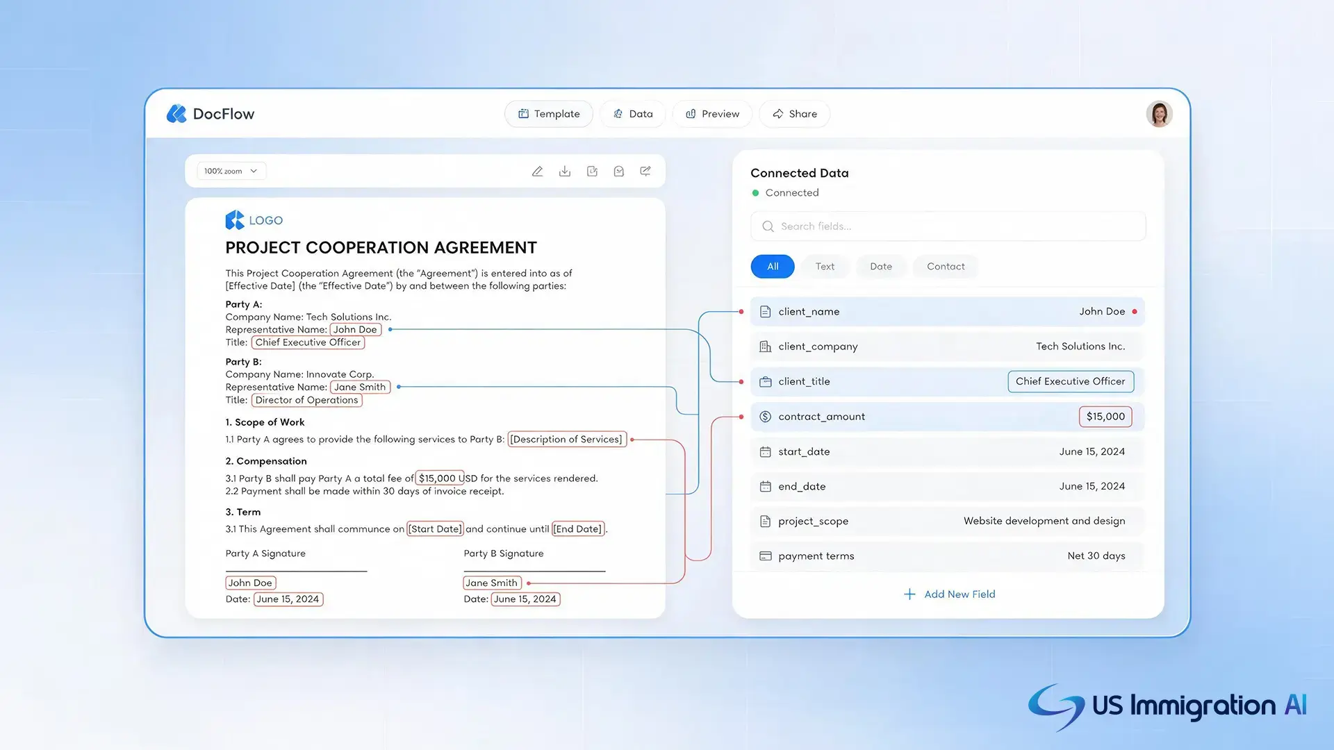 Document automation filling legal forms from case data