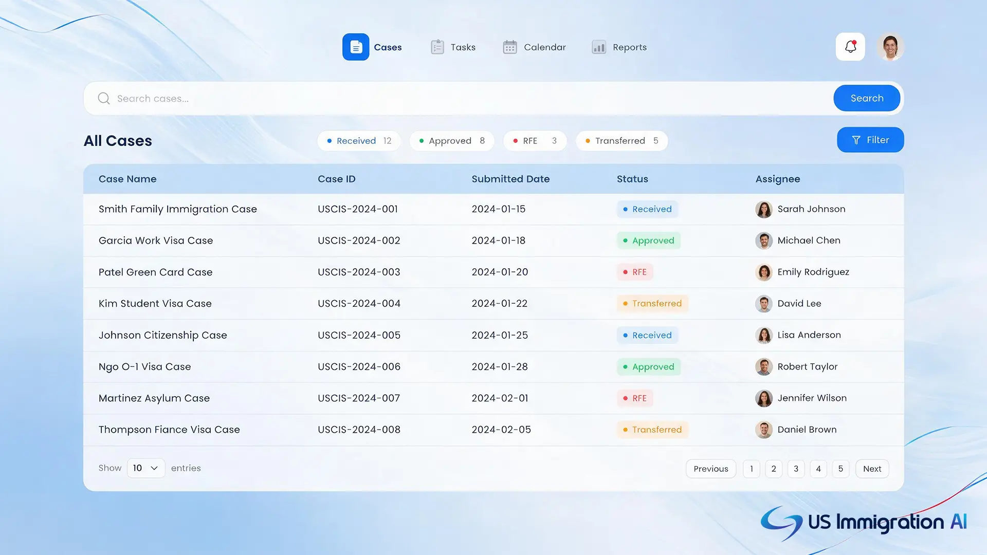 Bulk H-1B status check dashboard for firms tracking many client cases