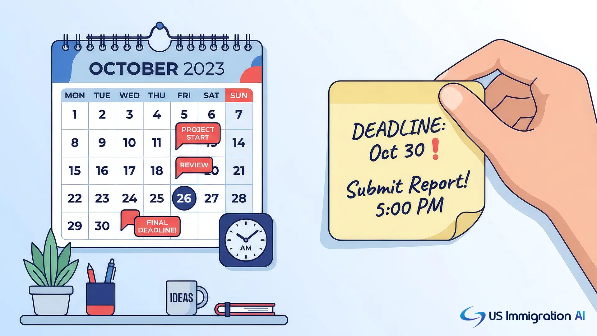 Calendar tracking I-797 response deadlines