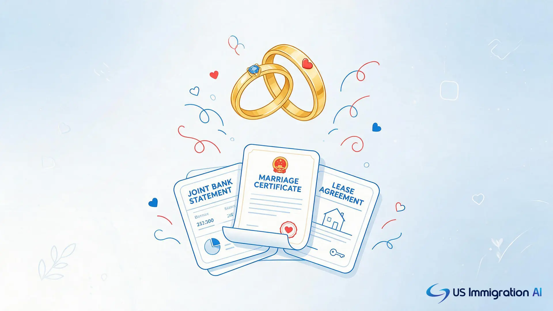 I-130 documents checklist for spouse petitions showing marriage evidence icon