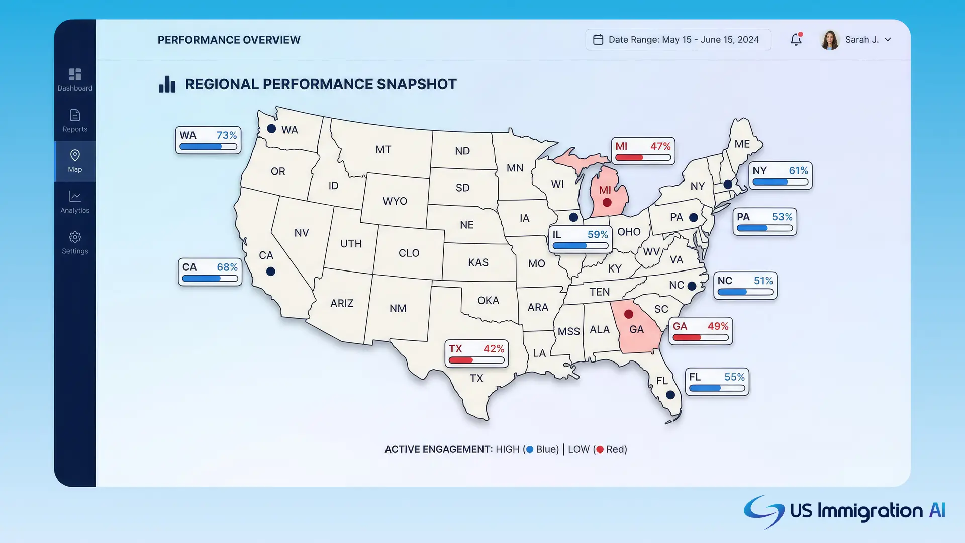 Asylum grant rate variance by state and court