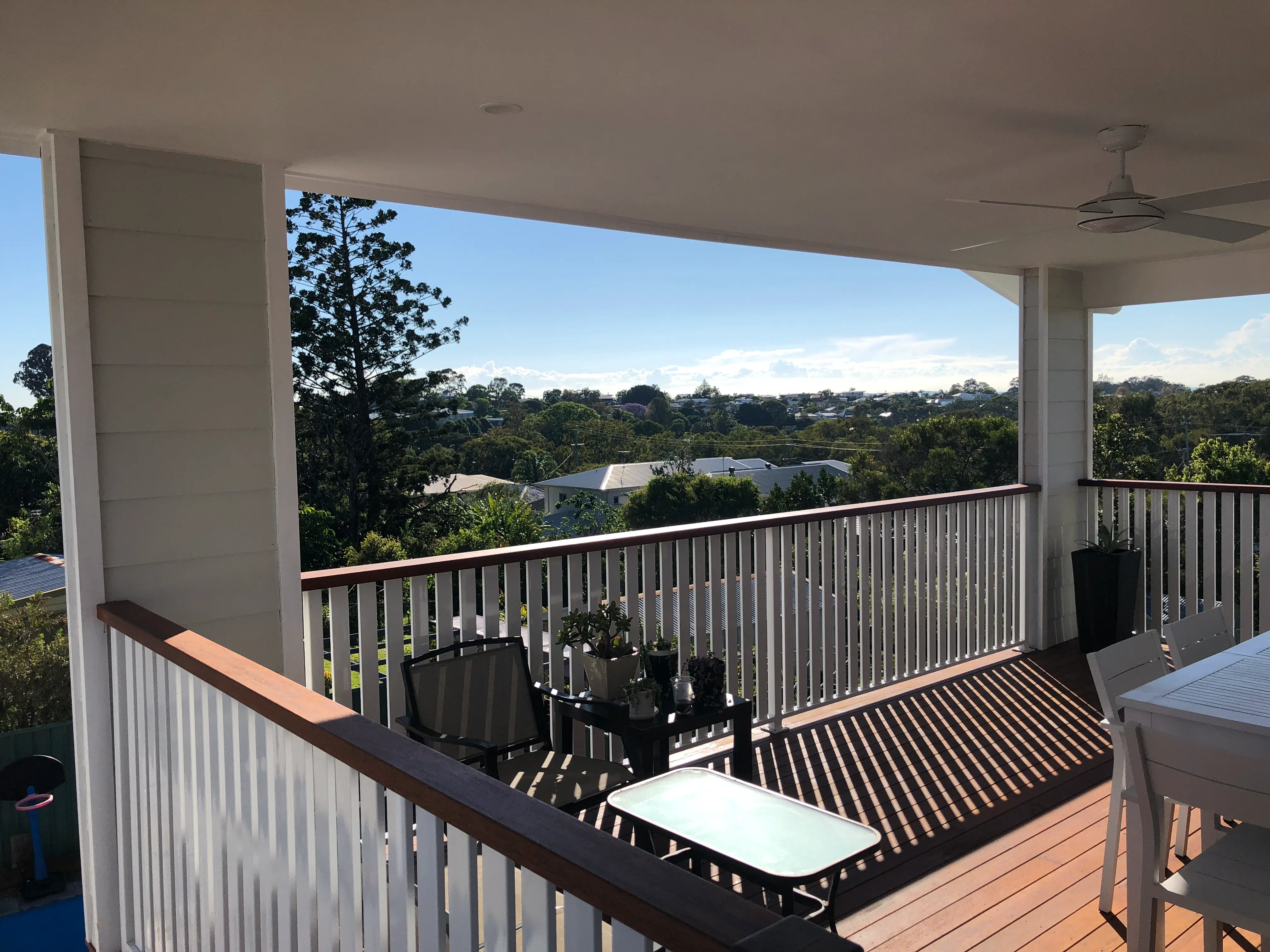 Elevated outdoor living area on a Brisbane home extension