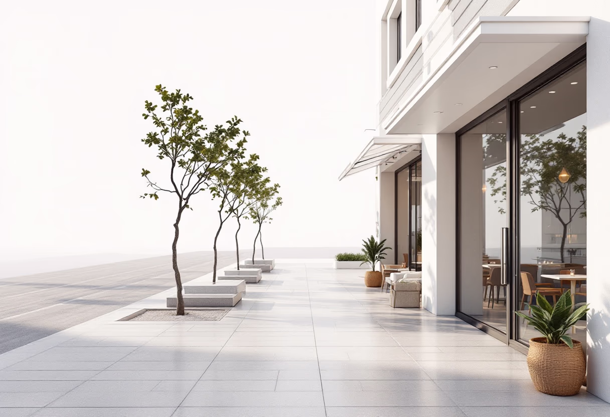 [background image] image of an inviting urban street near the restaurant