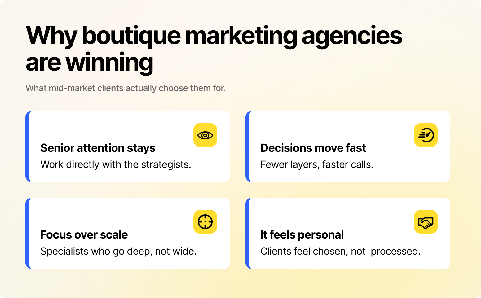 Reasons boutique marketing agencies are winning