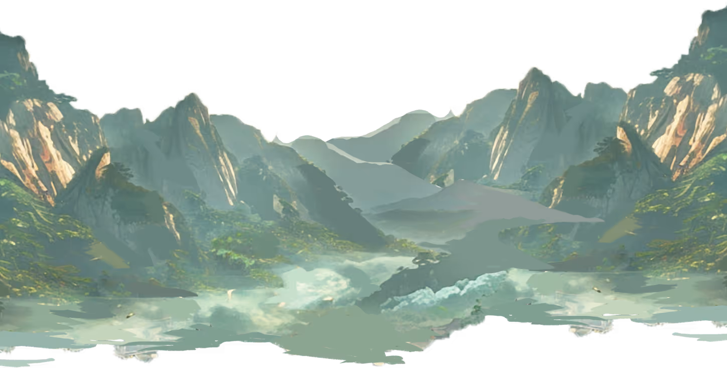 Mist-covered valley surrounded by steep rocky mountains with green vegetation.