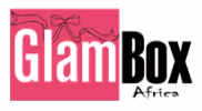 GlamBox Africa logo with 'Glam' in white text on a pink background and 'Box Africa' in black text.