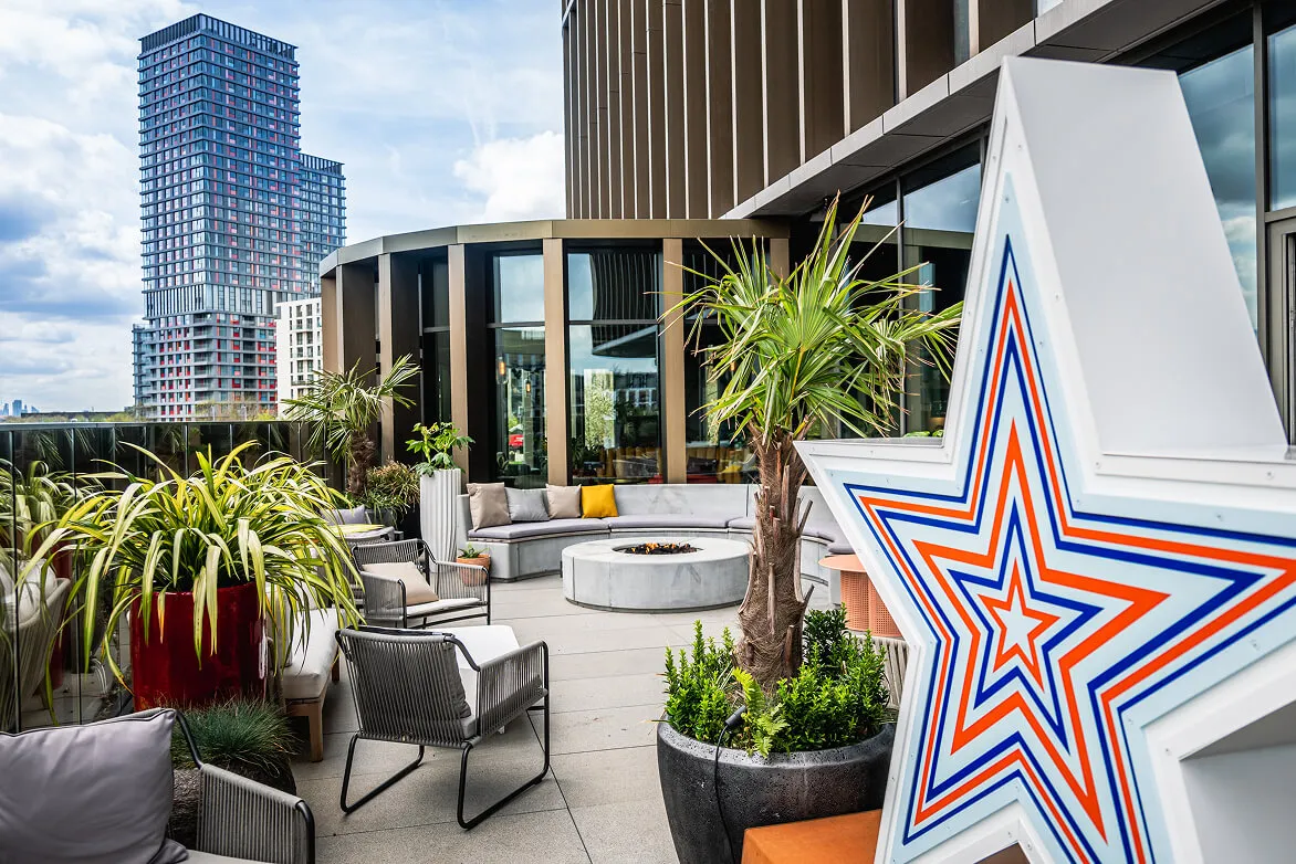 The Union terrace, with pet-friendly dining.
