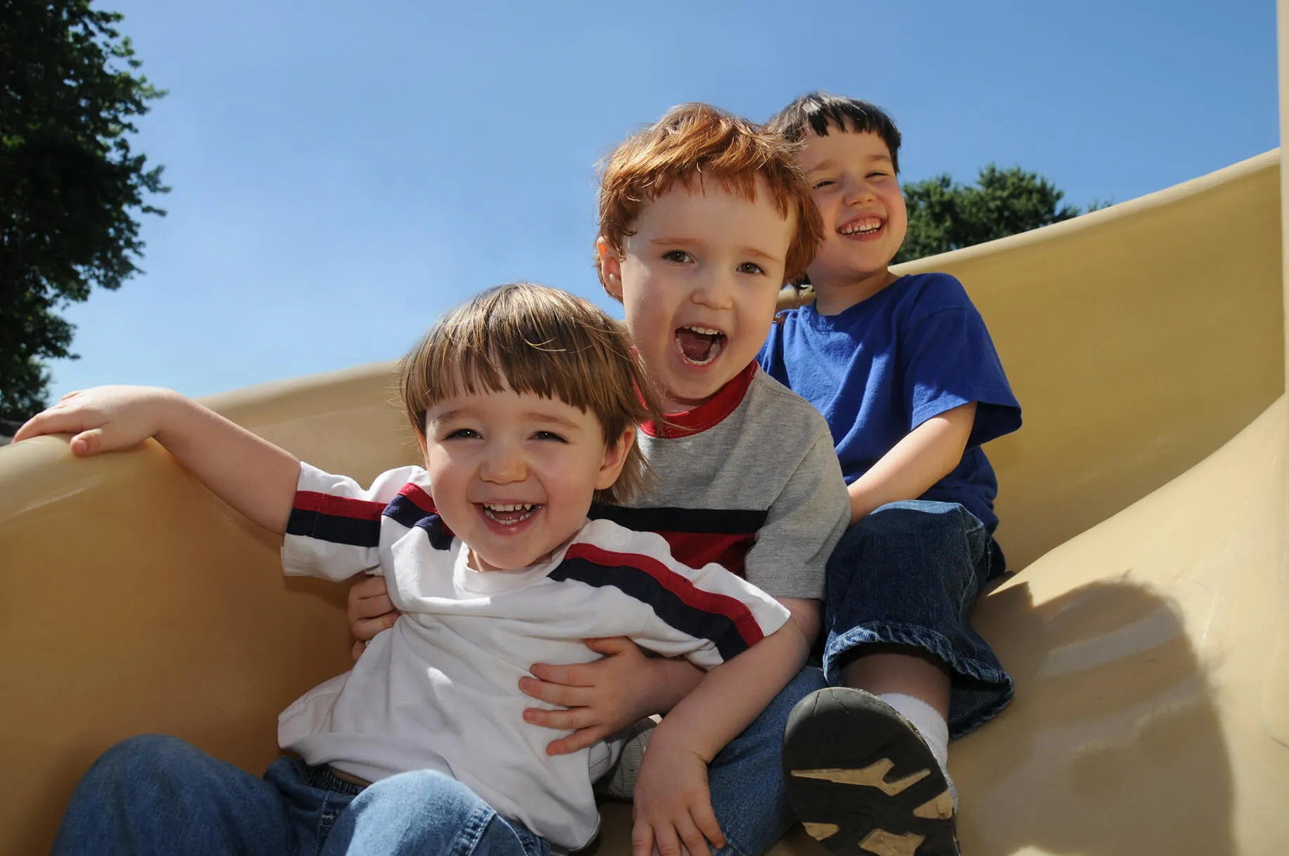 Children on a slide
