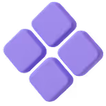 Four purple rounded squares arranged to form a diamond shape with a small gap in the center.