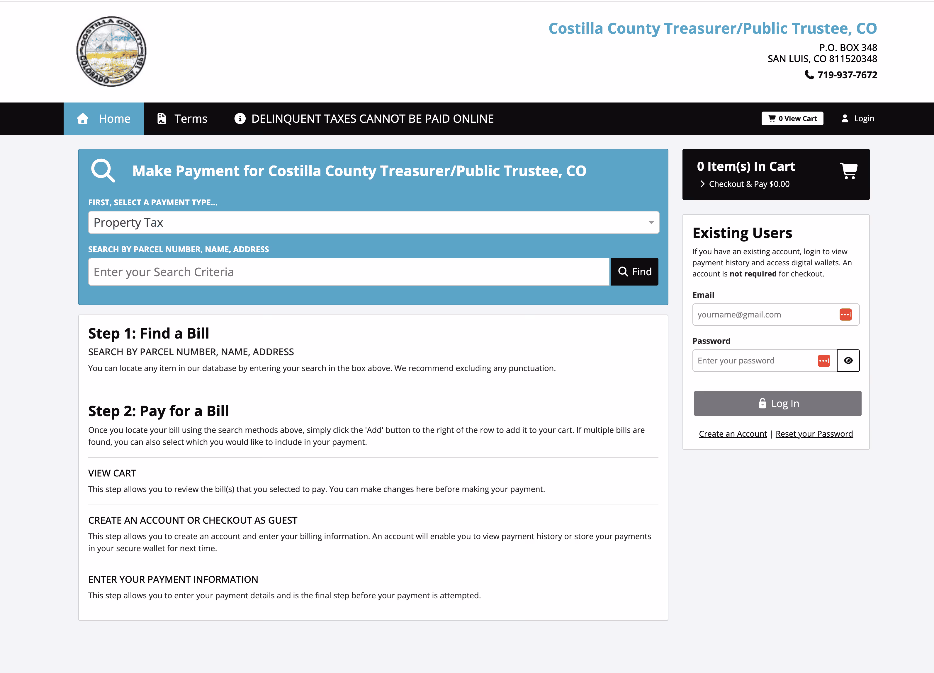 Free online county treasurer property tax search tool