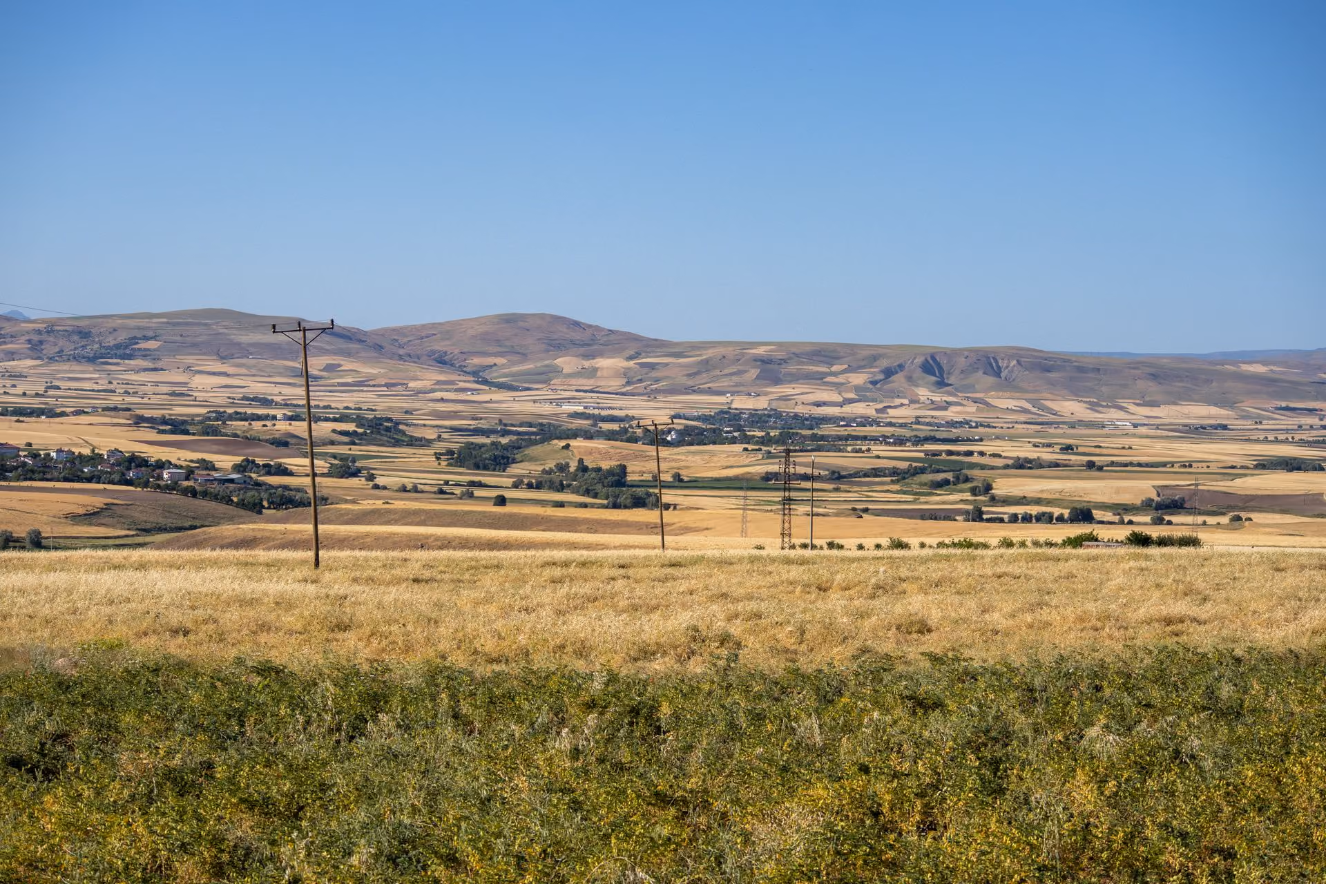Electric utility pole near vacant land parcel