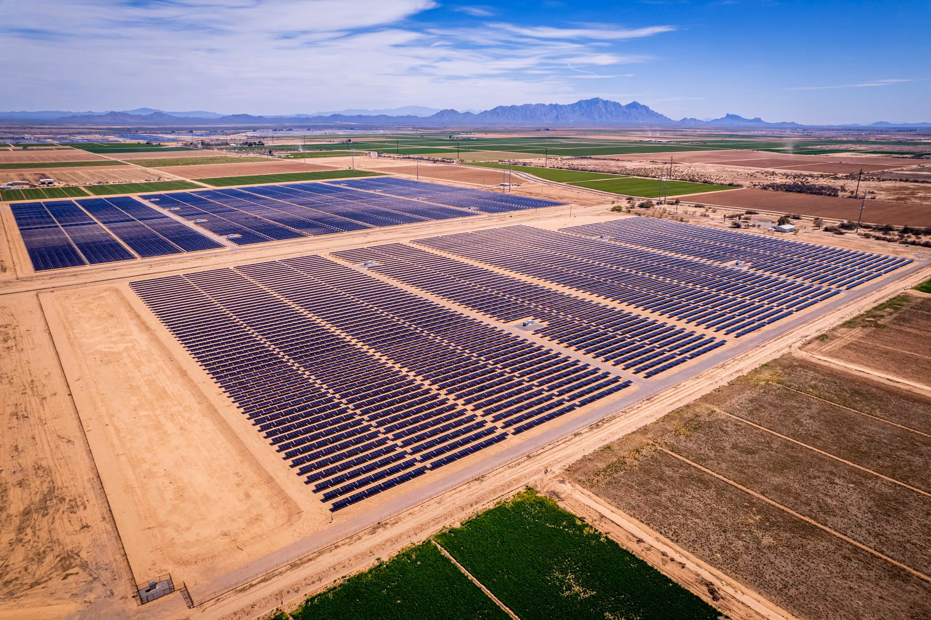 Off-grid solar system on vacant land in Arizona