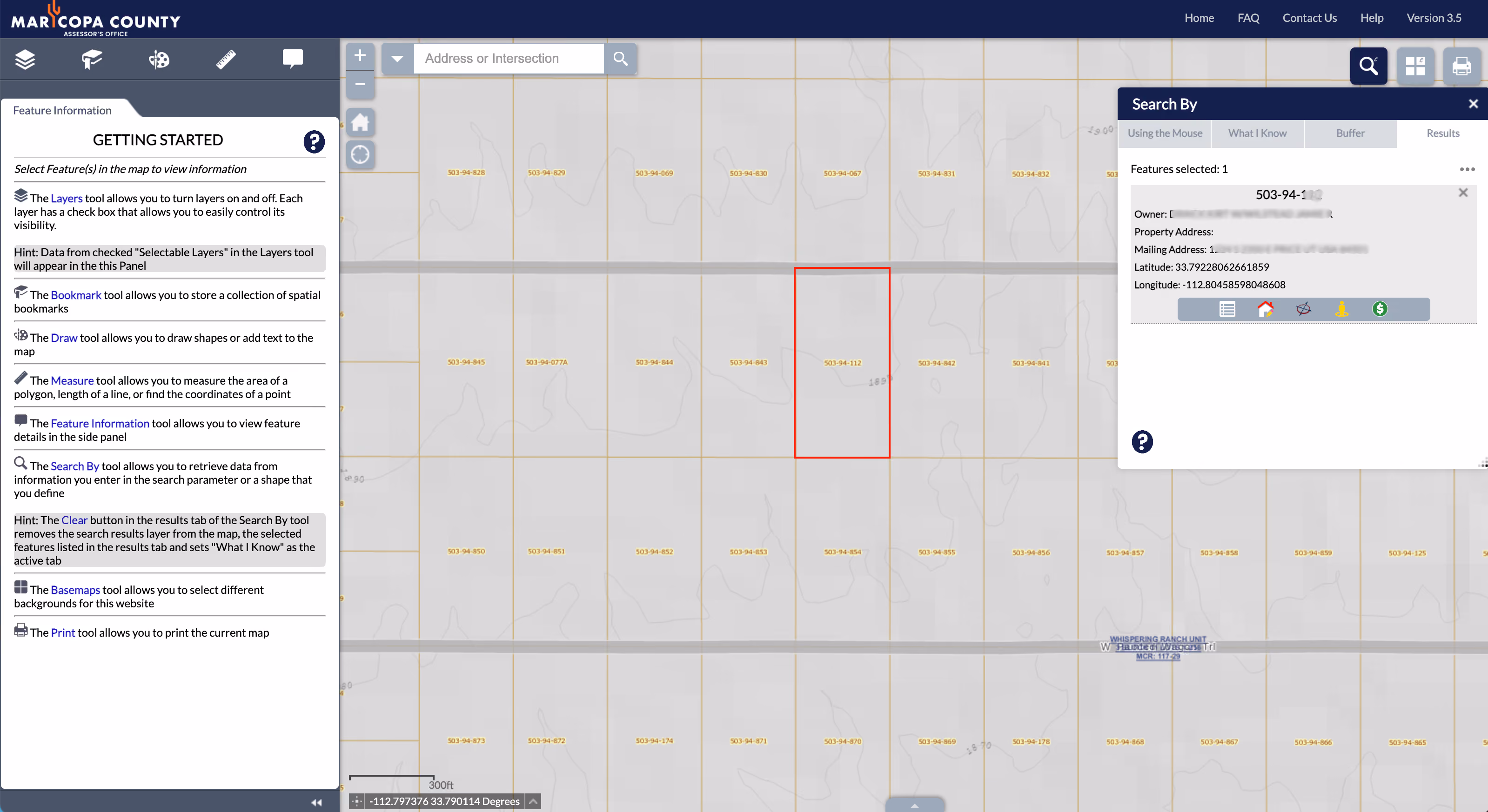 County GIS map parcel search example