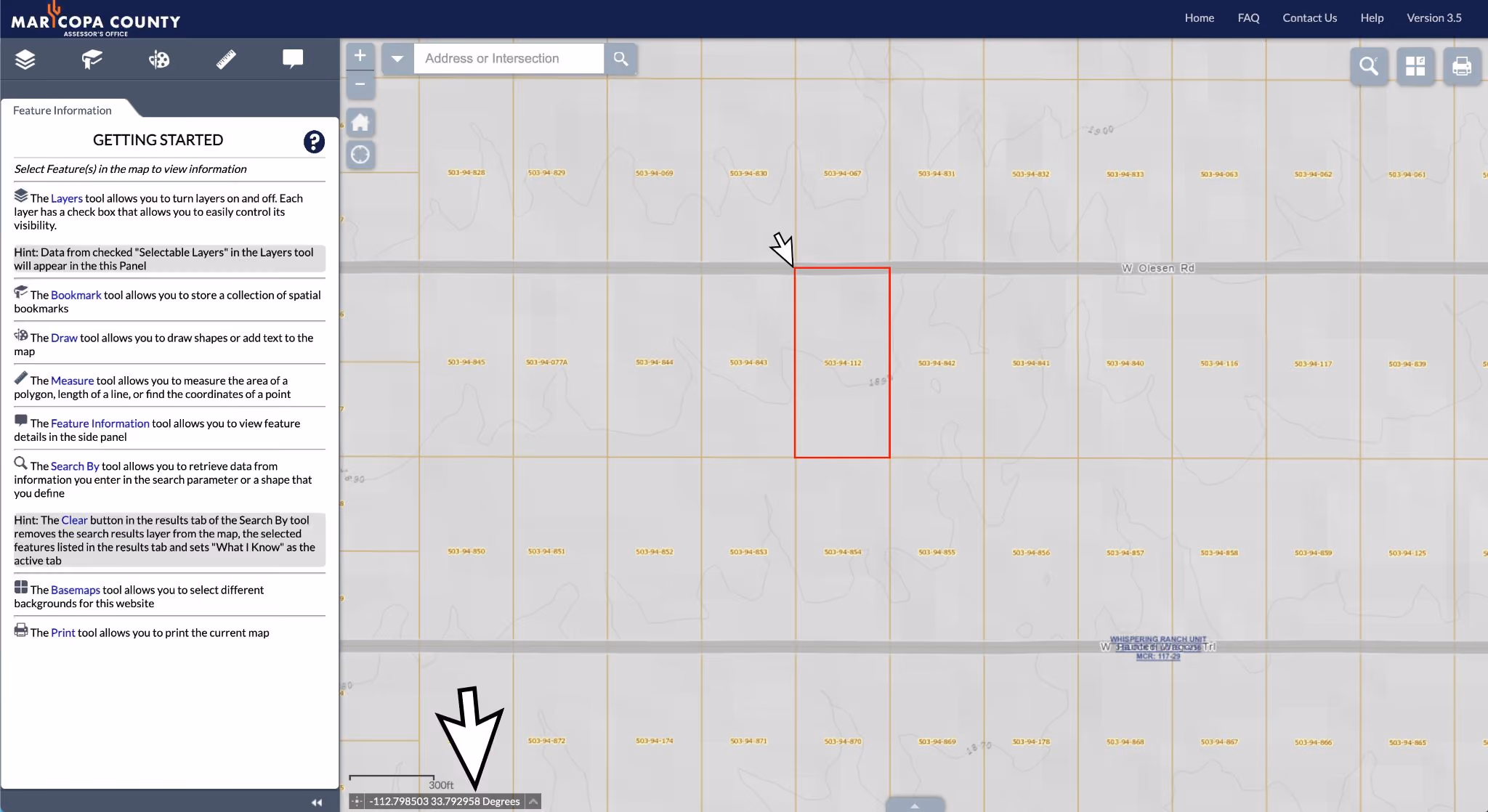 Getting property corner coordinates from county GIS map