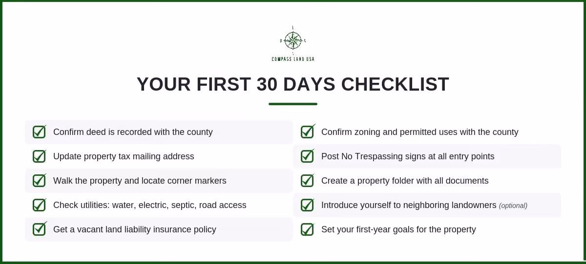 First 30 days new landowner checklist