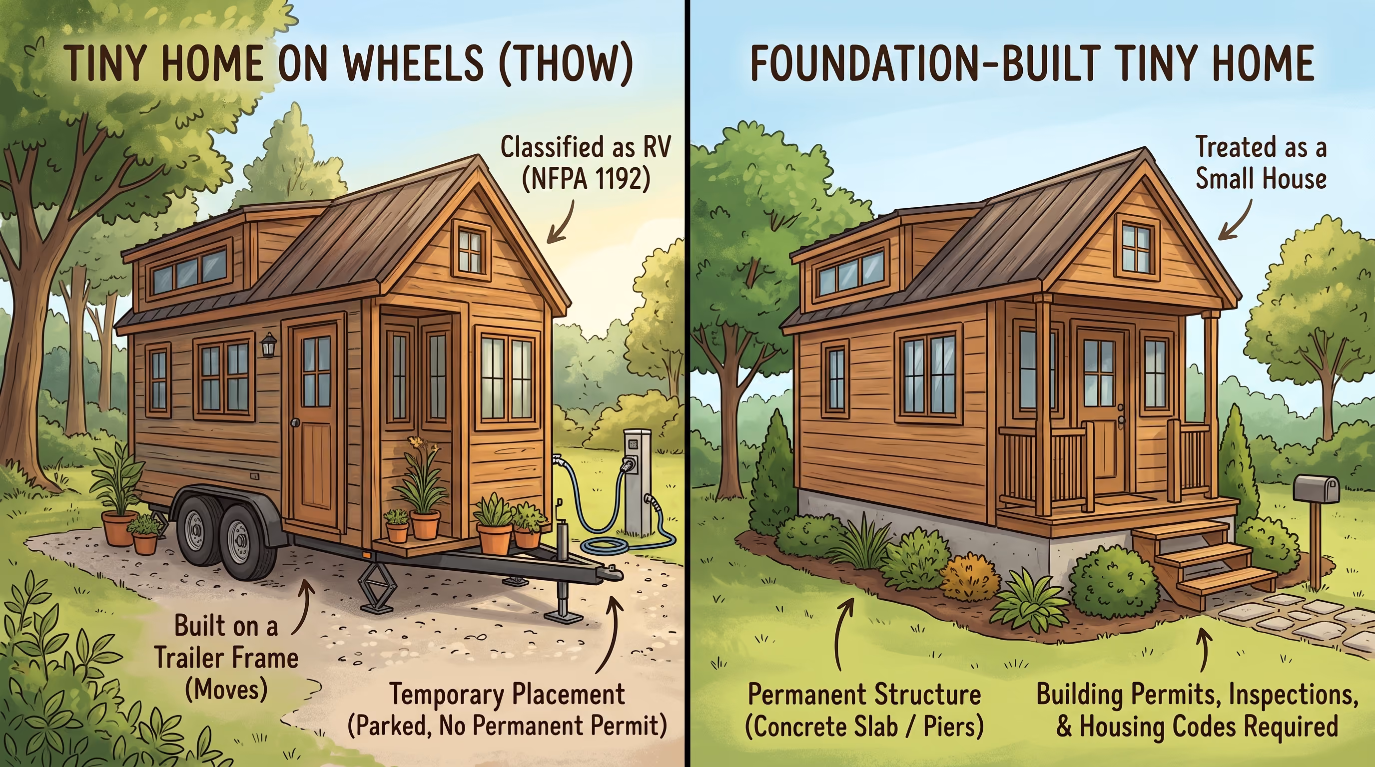 tiny home on wheels vs foundation built tiny home comparison