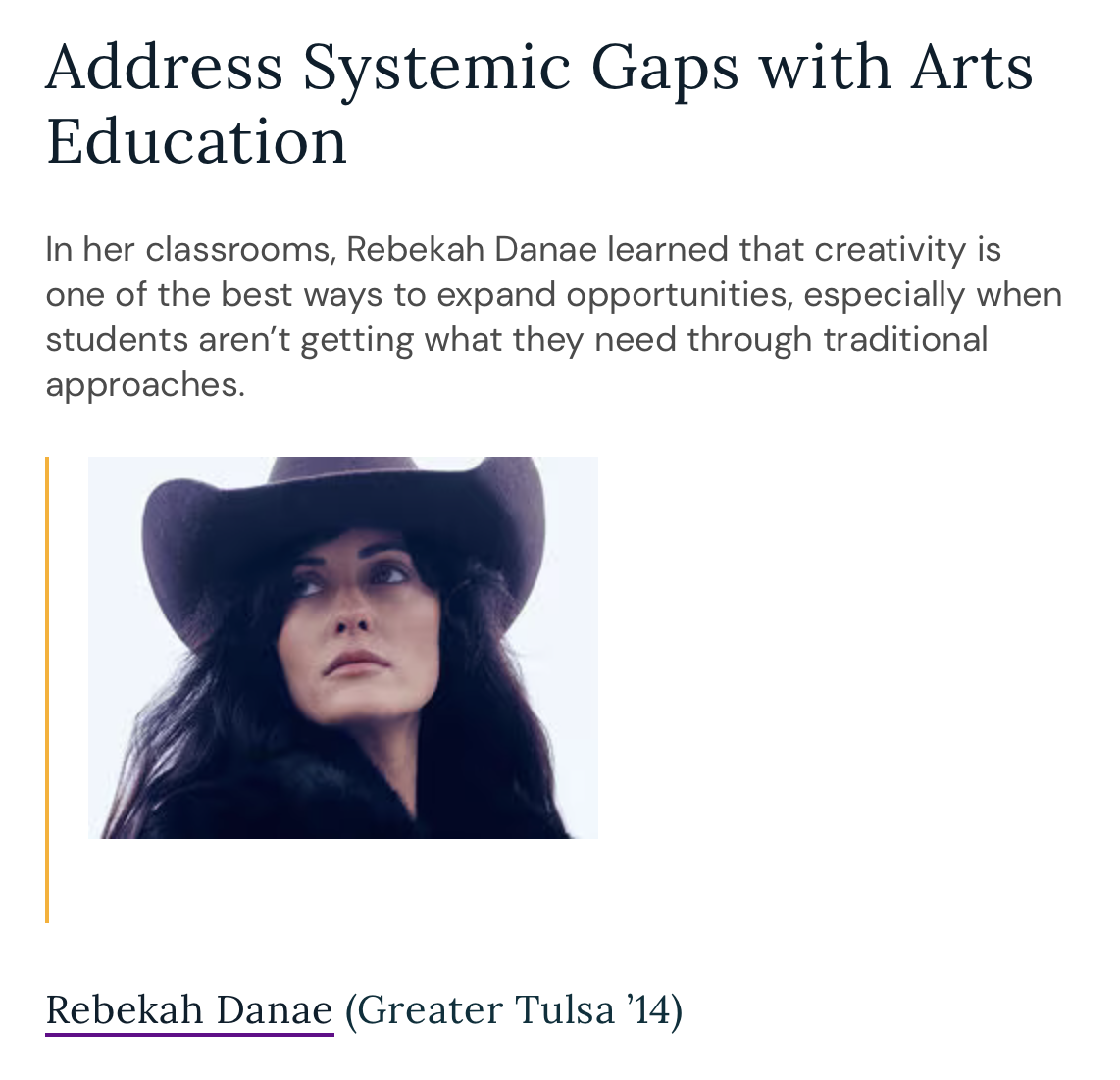 Teach for America article about Rebekah Danae