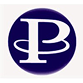 Logo with stylized white letters P and B overlapping inside a dark blue circle.