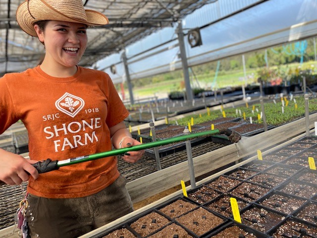 Group of SRJC agriculture students gathered in the Shone Farm produce field