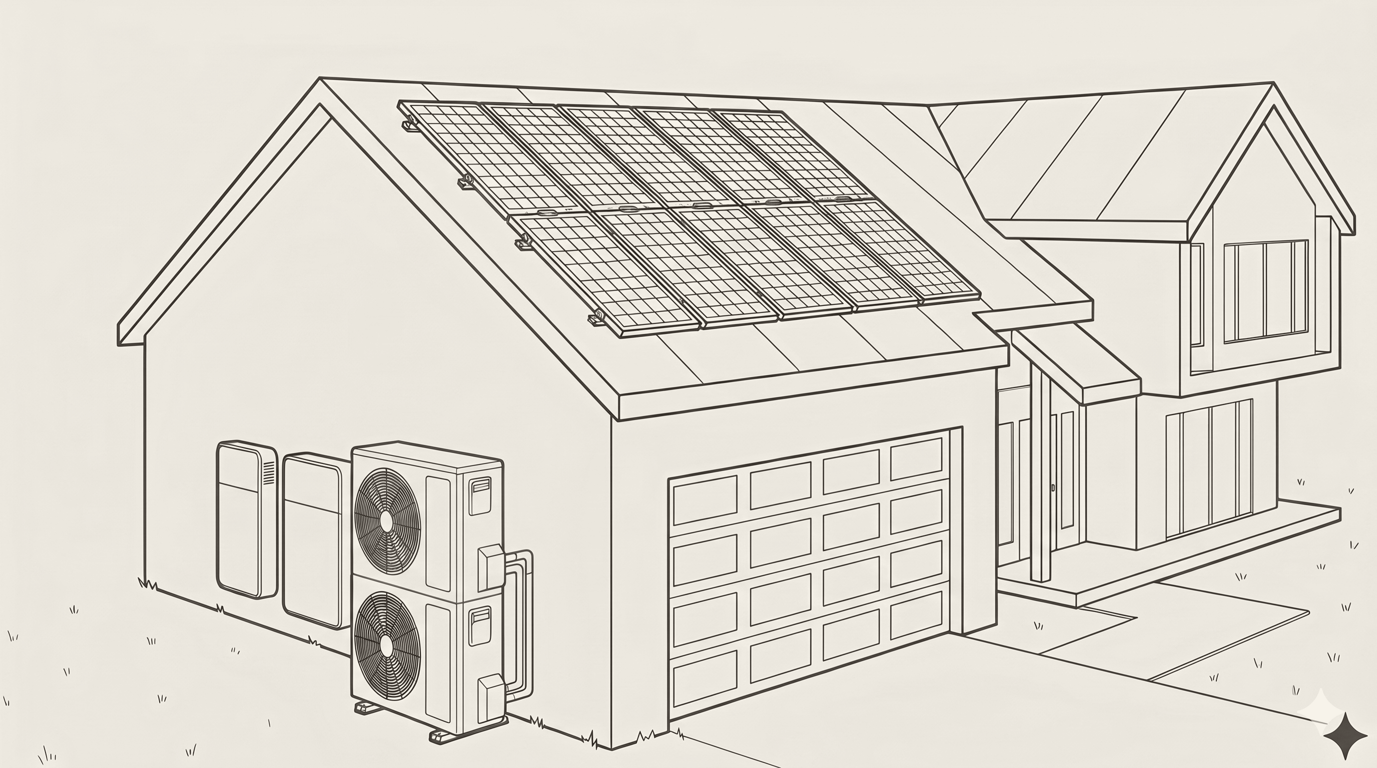 A heat pump on the side of the home