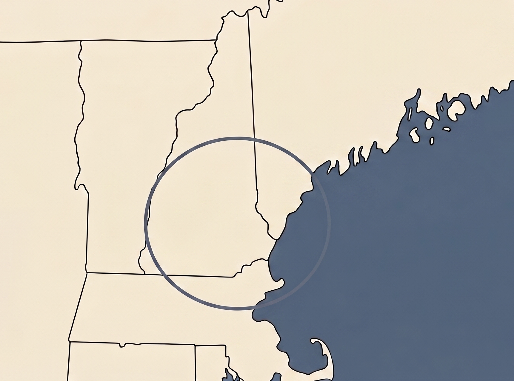 WattsUp service area map showing the primary ~70-mile circle around Greater Boston
