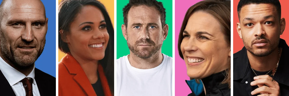 Five diverse speaker headshots — book with PepTalk