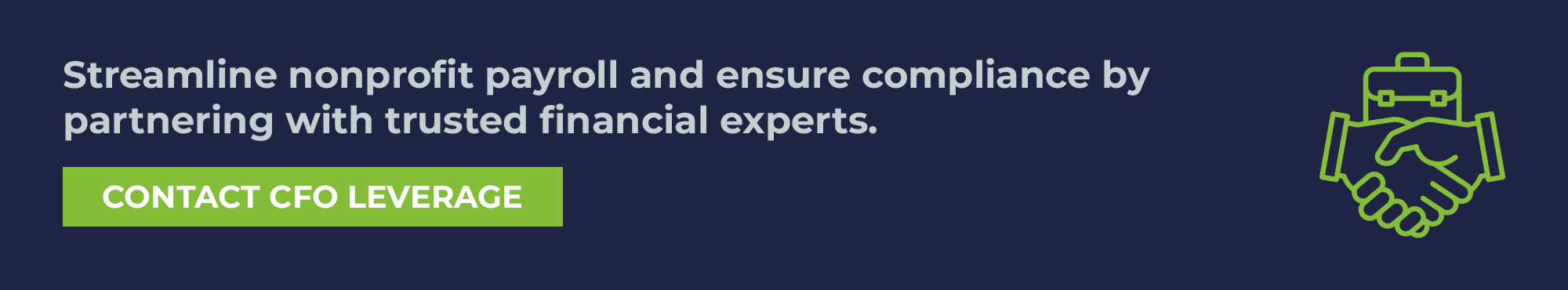 Streamline nonprofit payroll and ensure compliance by partnering with trusted financial experts. Contact CFO Leverage.