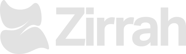 Zirrah company logo with stylized abstract icon on the left and the text 'Zirrah' in light gray.