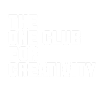 White bold text reading 'THE ONE CLUB FOR CREATIVITY' on a black background.