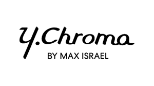 Y.Chroma brand name with the subtitle by Max Israel in black text on white background.