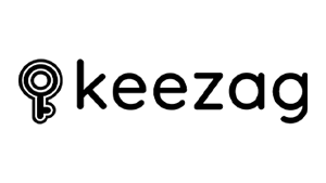 Keezag brand logo with a stylized keyhole icon to the left of the text.