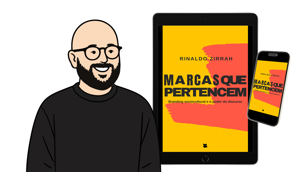 Illustration of a smiling bald man with glasses and a black beard wearing a black shirt.