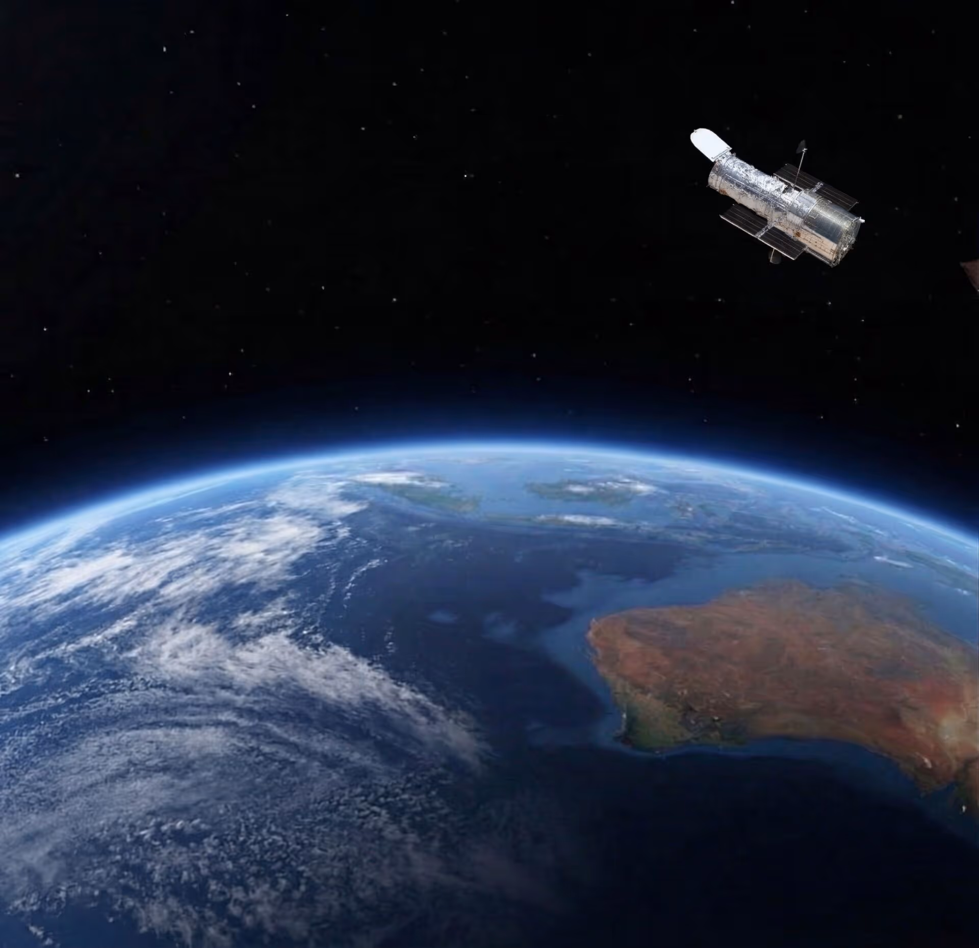 The Hubble Space Telescope orbiting Earth, representing NASA's use of nickel-hydrogen battery technology