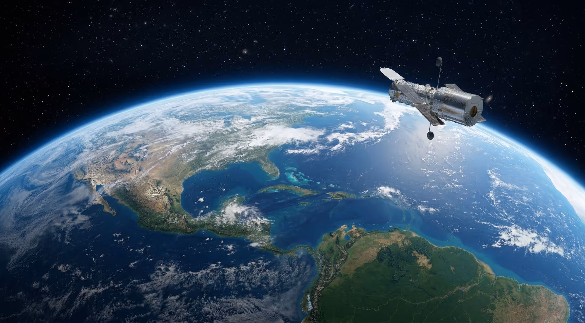 The Hubble Space Telescope above Earth, representing the aerospace origins of EnerVenue's nickel-hydrogen battery chemistry