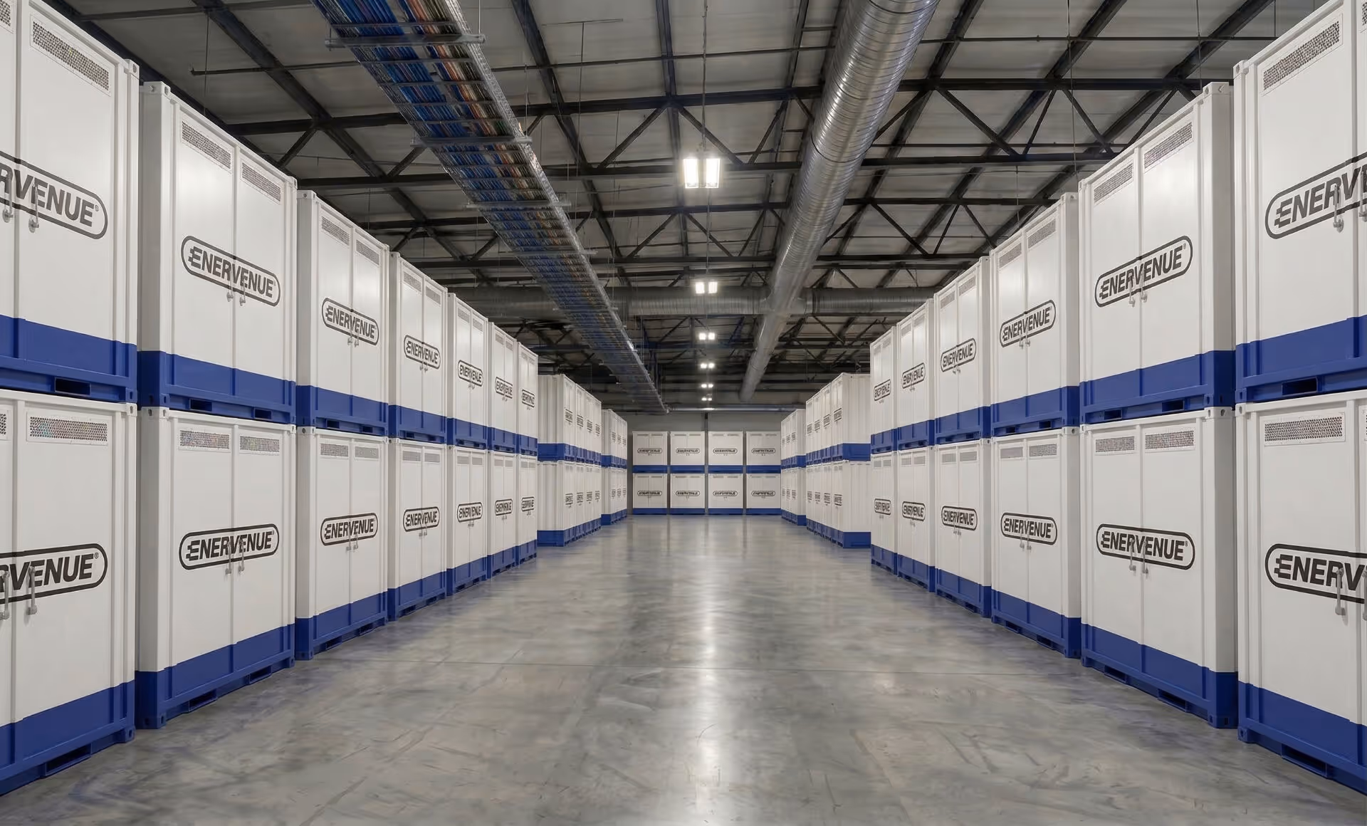 EnerVenue storage installation in the field, used in the integration section