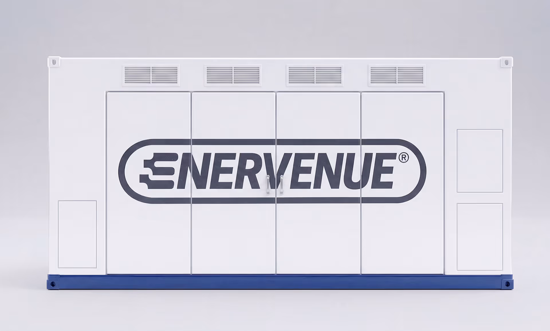 EnerVenue Energy Prism containerized storage unit in a warehouse setting