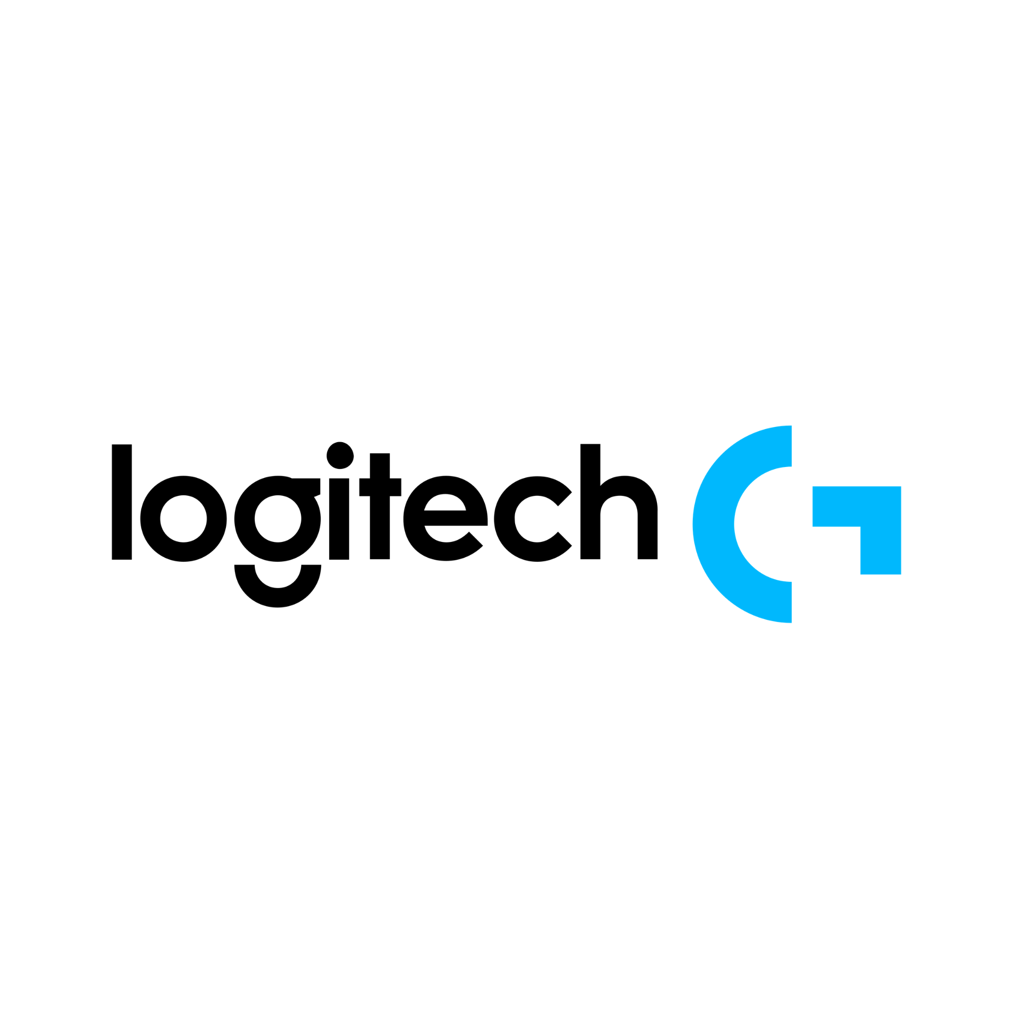 Logitech logo with black text and a blue stylized 'G' on the right side.