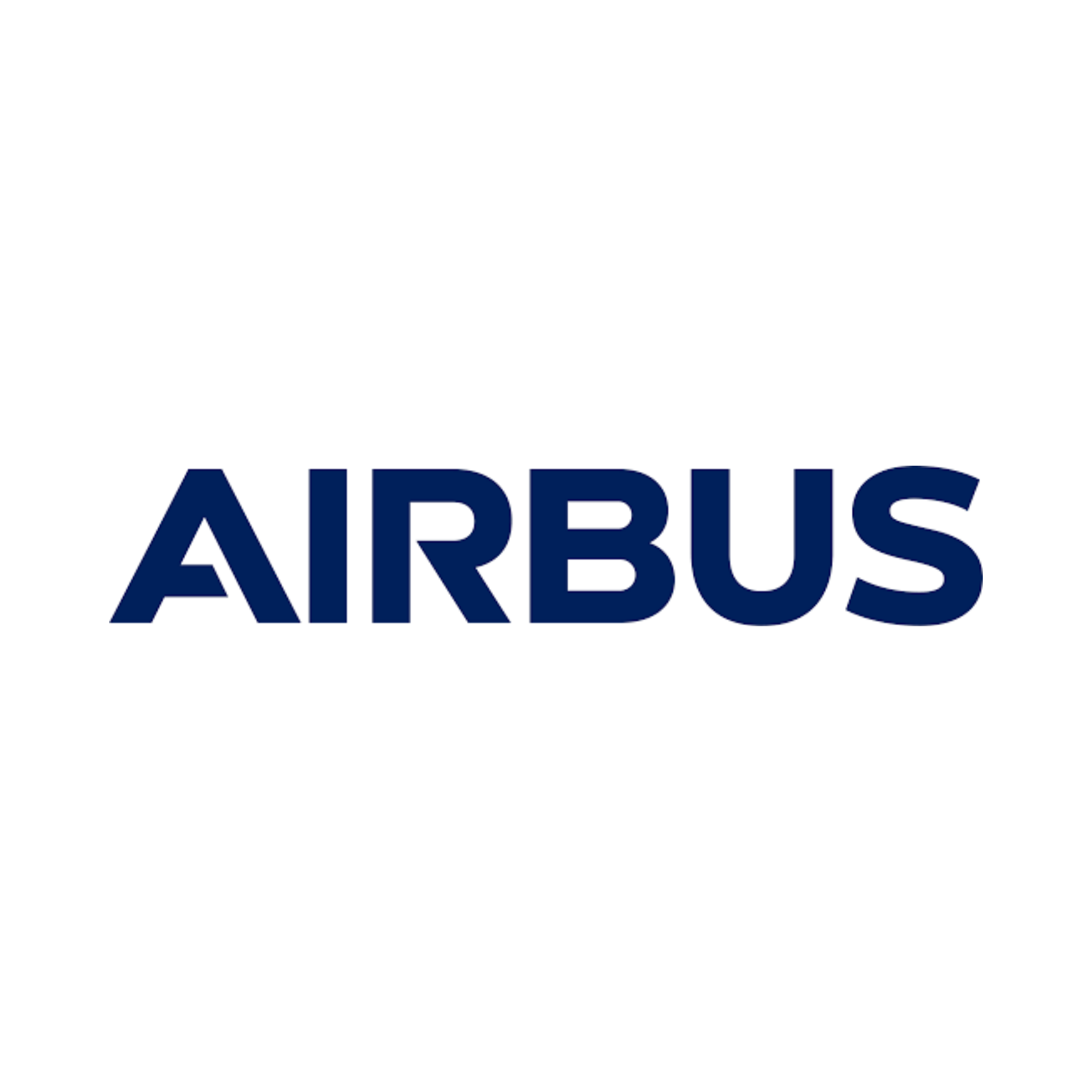Airbus logo with bold dark blue letters on a white background.