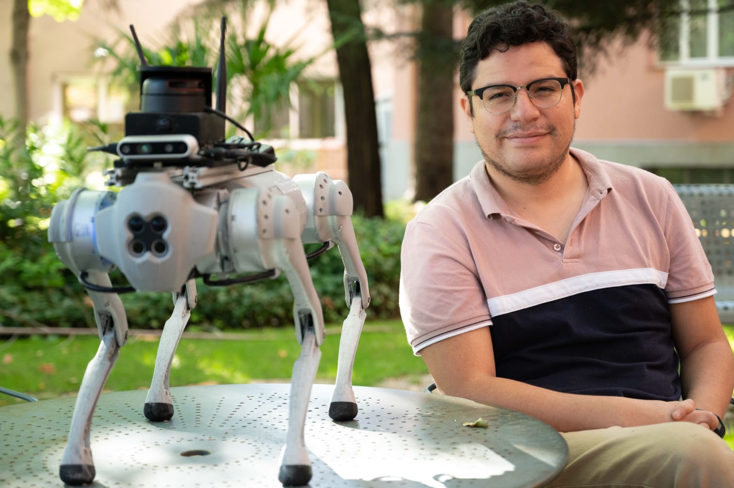 Gerardo Portilla and robotic dog