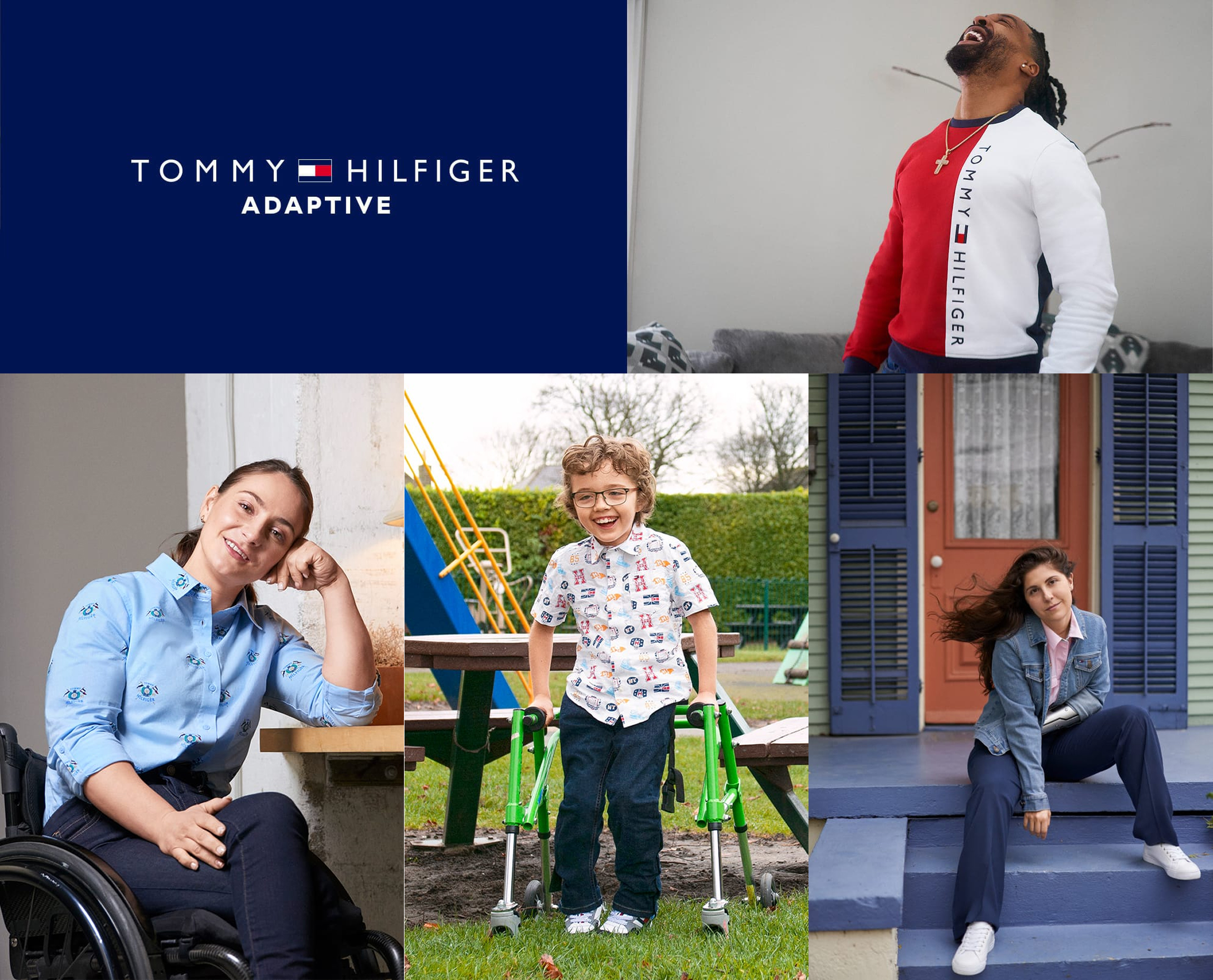 Campiagn creative for Tommy Hilfiger Adaptive featuring models wearing Tommy Hilfiger Adaptive clothing