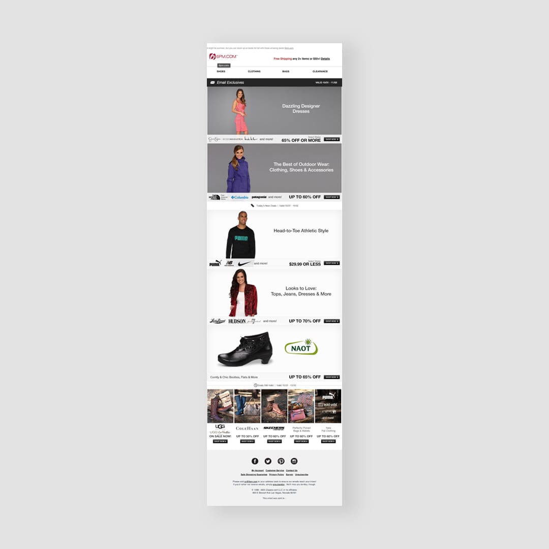 Zappos "Start Where You Are" running campaign — social ad featuring two women in athletic wear with a "Must-Have Styles" badge.