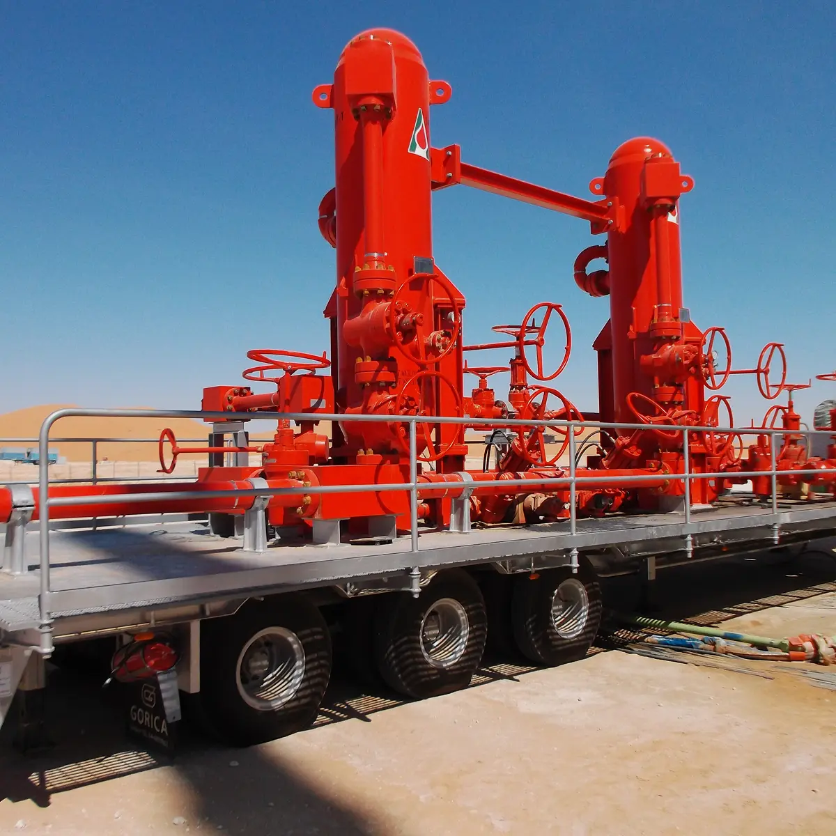 Red flowback and well testing separator unit on a trailer