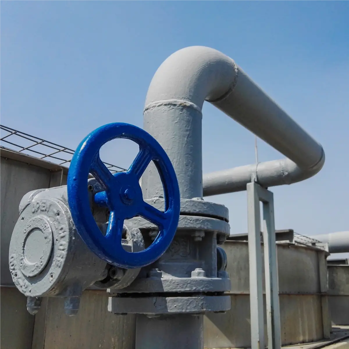 Close-up of valve and pipework on well control equipment