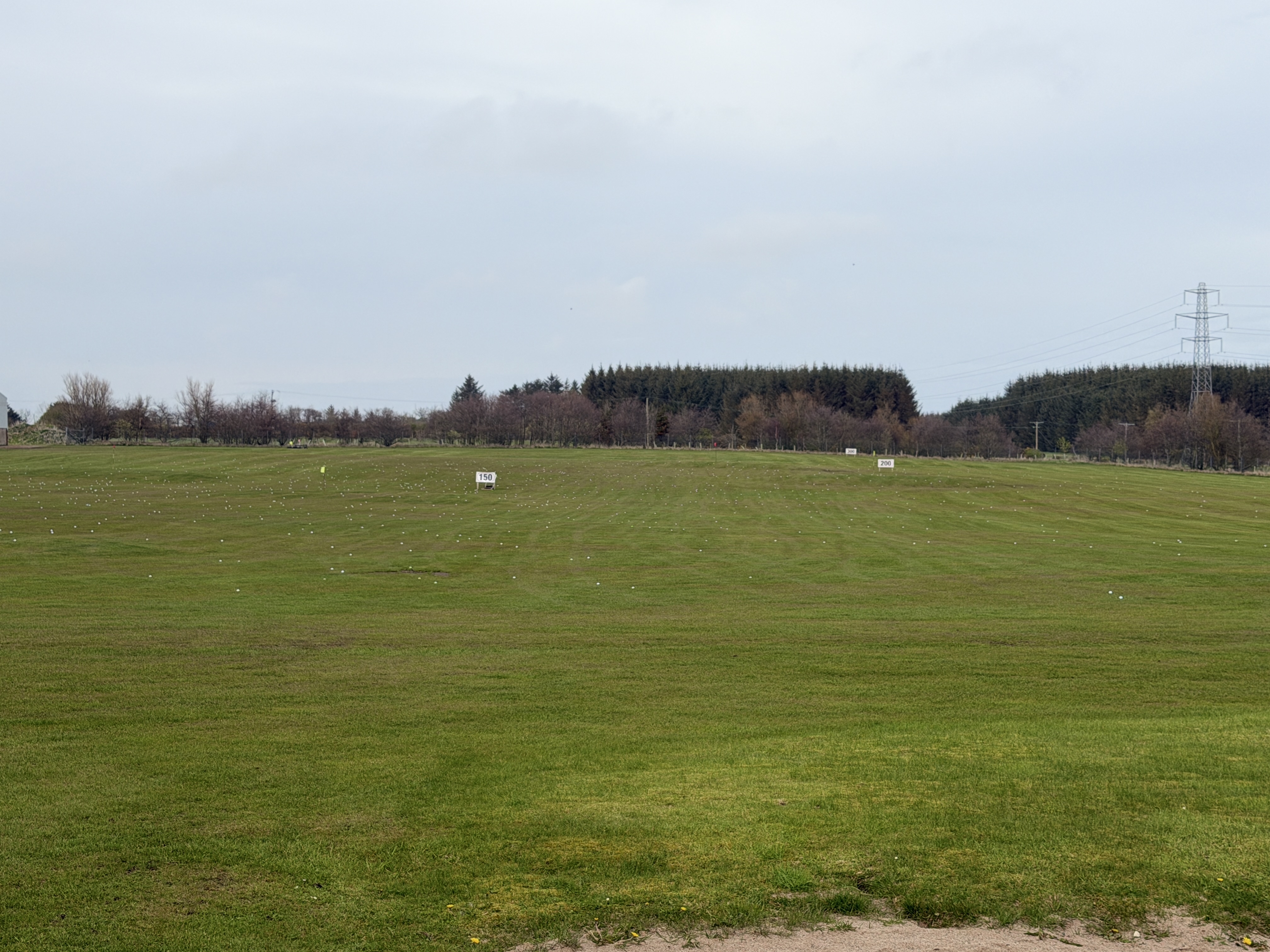 Grass bay practice setup at Berryhill Driving Range Scotland