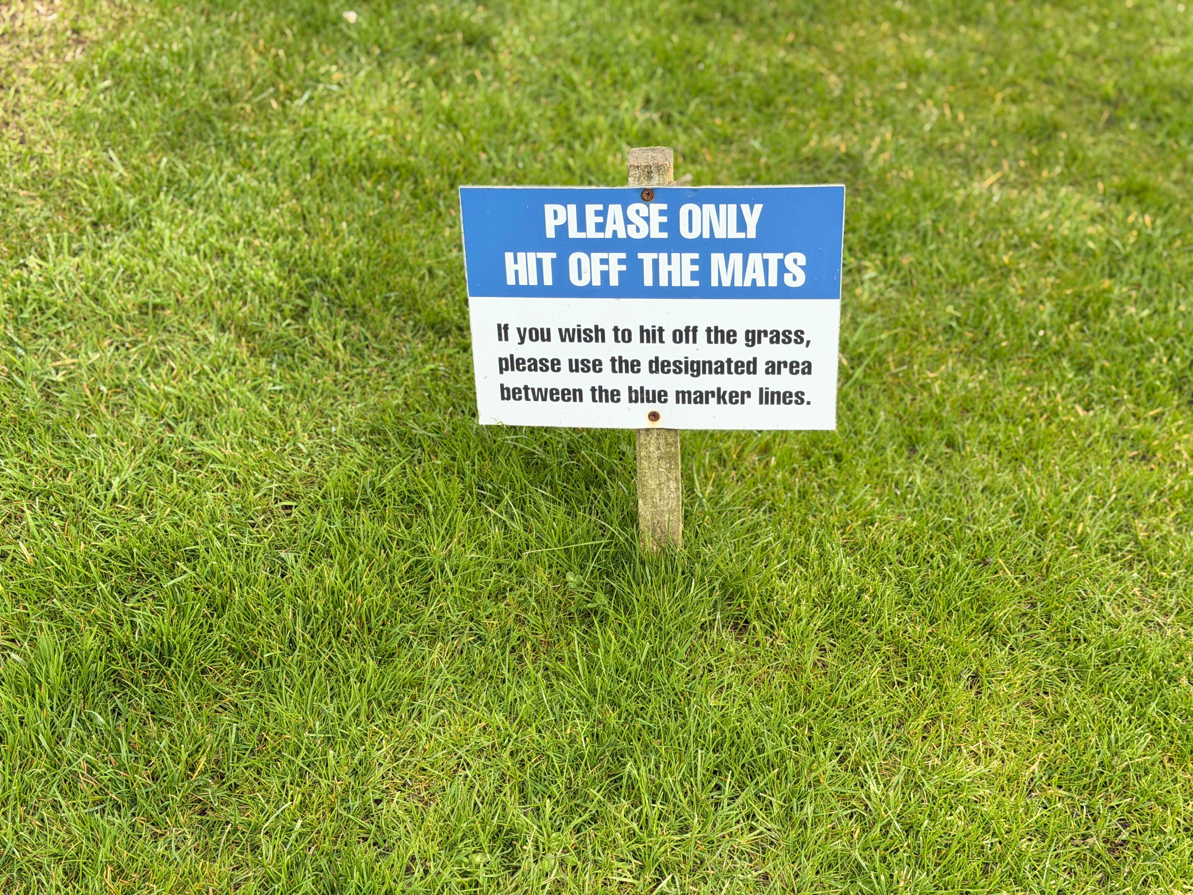 Grass practice bay with mat at Berryhill Driving Range Aberdeenshire