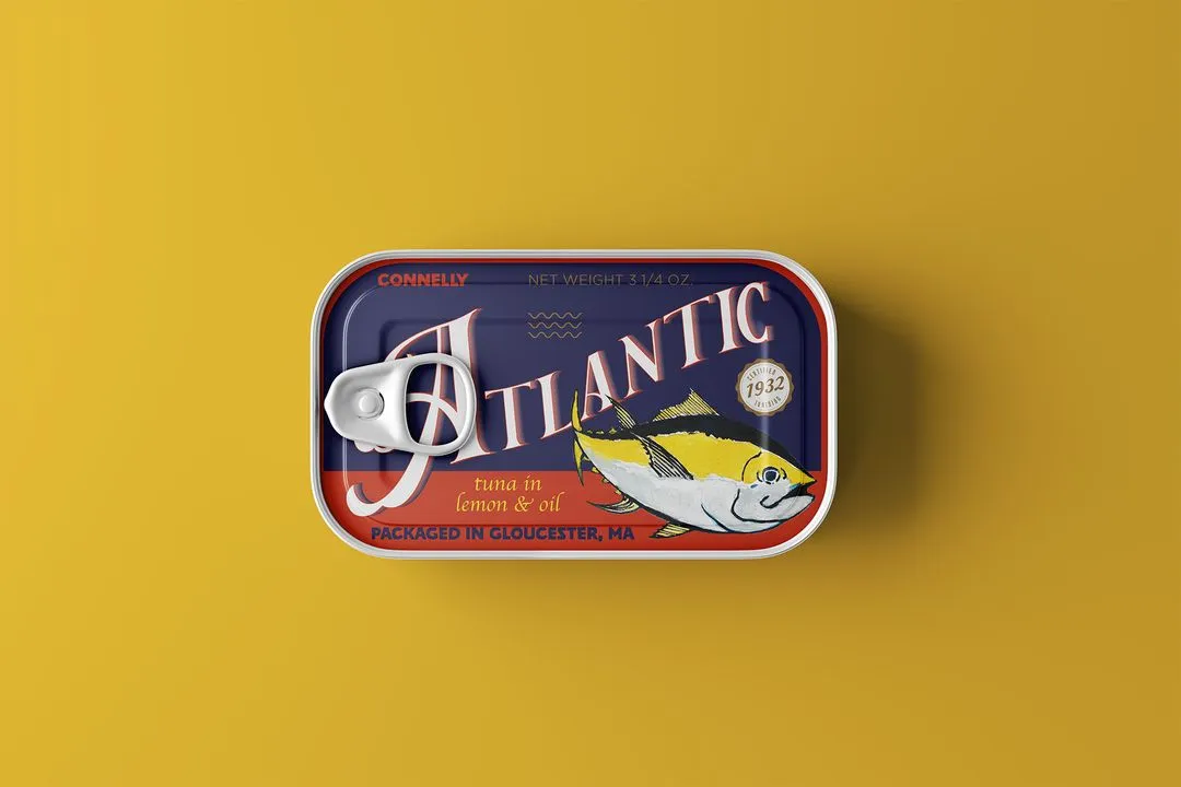 Rectangular mockup of a tuna tin fish can