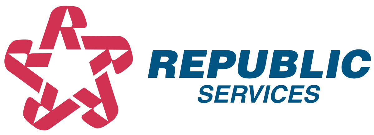 Republic Services logo with a red stylized star on the left and the words 'REPUBLIC SERVICES' in blue on the right.